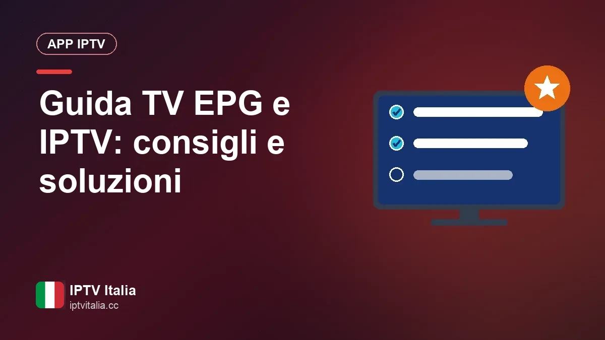 Guida TV (EPG) aperta in un'app IPTV su un televisore